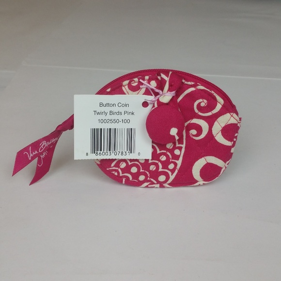 Vera Bradley Handbags - Vera Bradley Twirly Birds Pink Ret Button Coin NWT